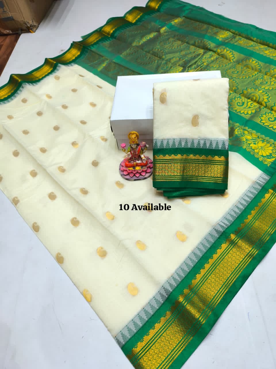 Traditional Black Silk Cotton Saree with Green Rich Pallu